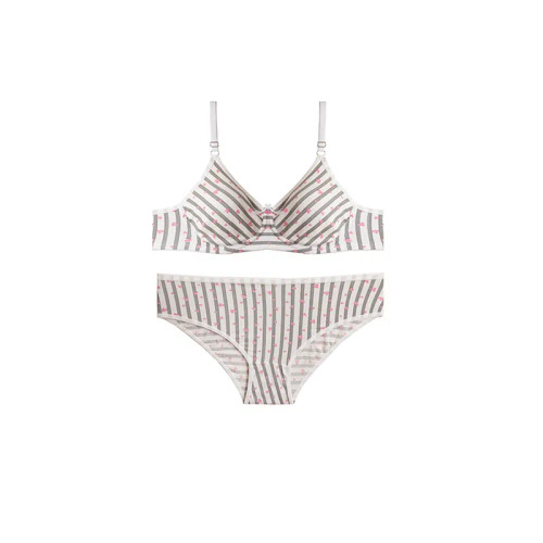 ست سوتین و شورت نخی زنانه طرح دار فنردار مدل اسلیپ پرسی