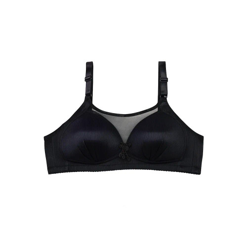 سوتین زنانه اسفنجی کاپ دار بدون فنر مدل کبریتی تور دار بند قابل تنظیم