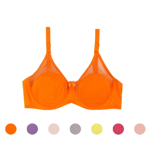 سوتین زنانه فنردار کاپ B نخی طرح دار با بند قابل تنظیم