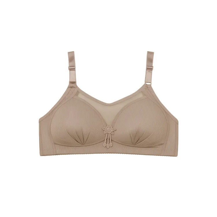 سوتین زنانه اسفنجی کاپ دار بدون فنر مدل کبریتی تور دار بند قابل تنظیم