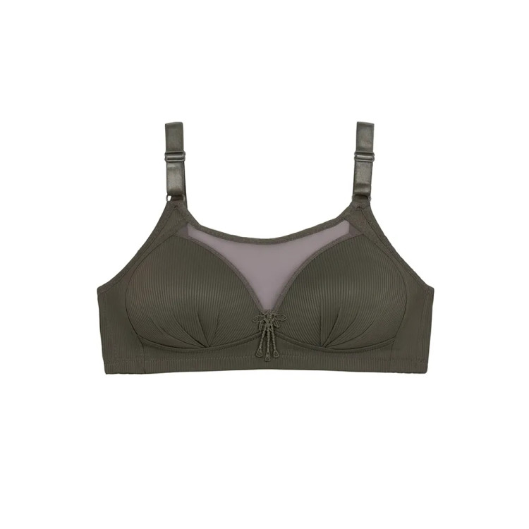 سوتین زنانه اسفنجی کاپ دار بدون فنر مدل کبریتی تور دار بند قابل تنظیم