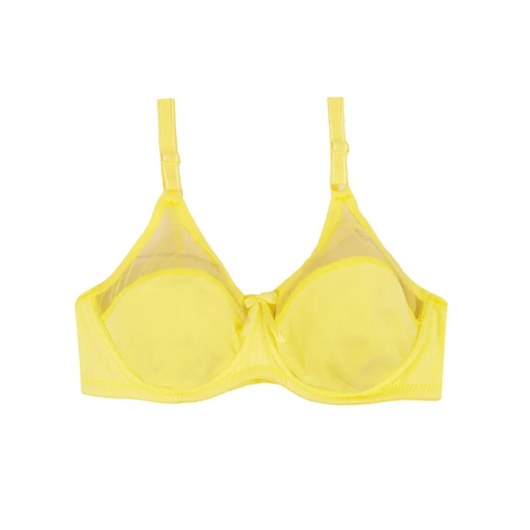 سوتین زنانه فنردار کاپ B نخی طرح دار با بند قابل تنظیم