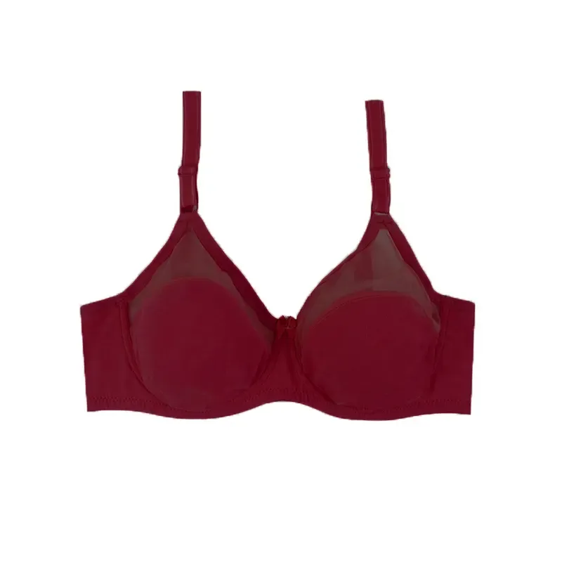 سوتین زنانه فنردار کاپ B نخی طرح دار با بند قابل تنظیم