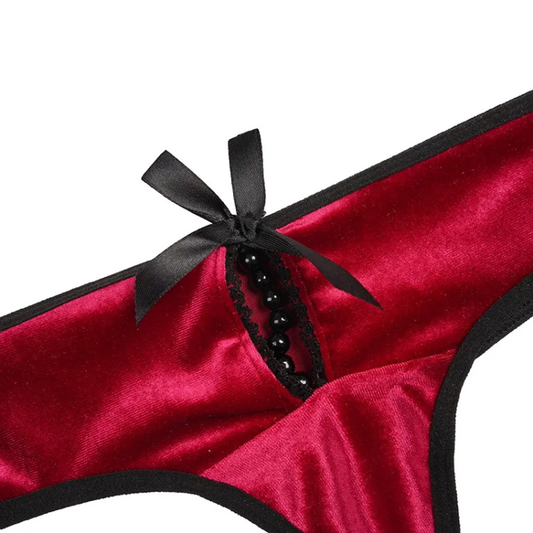 شورت لامبادا زنانه مخمل طرحدار با بند و پاپیون - فری سایز