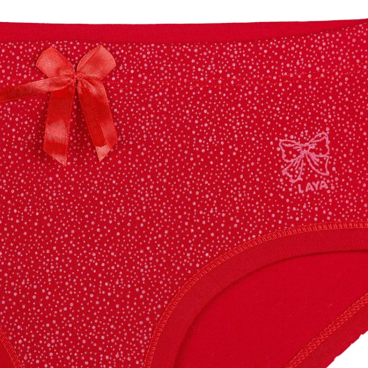 شورت اسلیپ نخ پنبه زنانه طرح دار با پاپیون - سایز 2XL