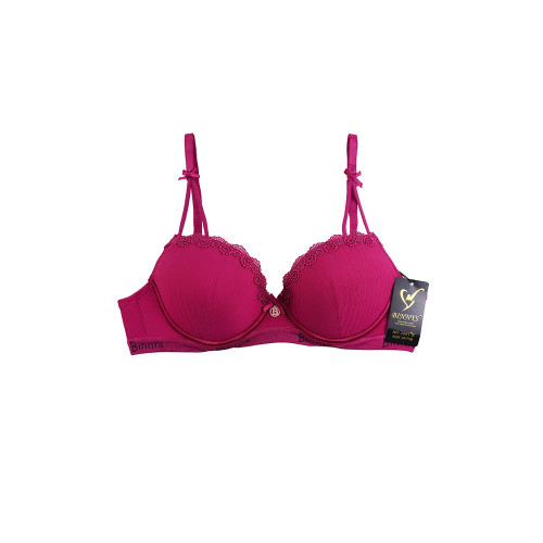 سوتین زنانه فنردار اسفنجی کاپ B طرح کبریتی و دانتل