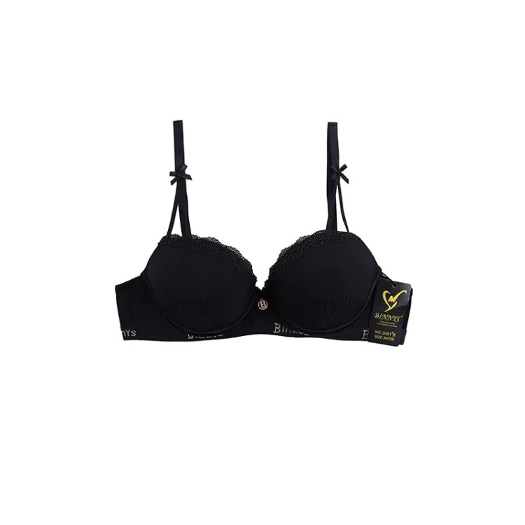 سوتین زنانه فنردار اسفنجی کاپ B طرح کبریتی و دانتل