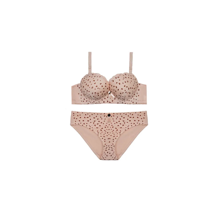 ست لباس زیر زنانه نخی طرح قلب جک دار فنردار اسلیپ