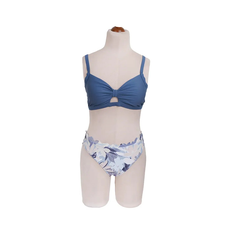 مایو زنانه دو تکه طرح دار کاپ دار بند قابل تنظیم سایز L