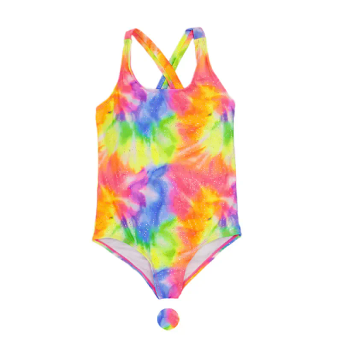 مایو دخترانه طرح رنگین کمان براق استرج فری سایز