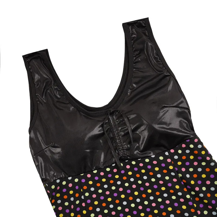 مایو زنانه پادار کاپ دار طرح خالدار جنس استرج و دیسکو سایز 4XL