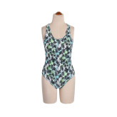 مایو زنانه یک تکه طرح دار استرج ضد کلر بند ضربدری کاپ دار