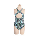 مایو زنانه یک تکه طرح دار استرج ضد کلر بند ضربدری کاپ دار