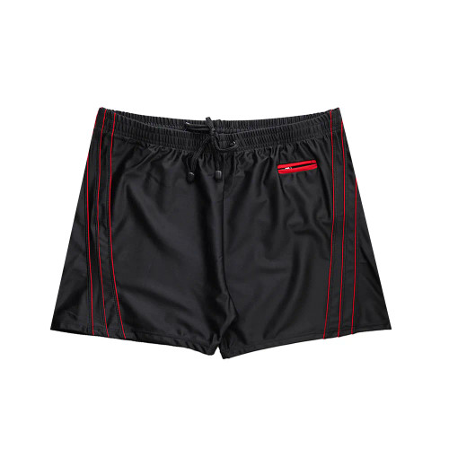 شورت ورزشی مردانه طرح دار مشکی با فاق بلند و کمر کشی فری سایز