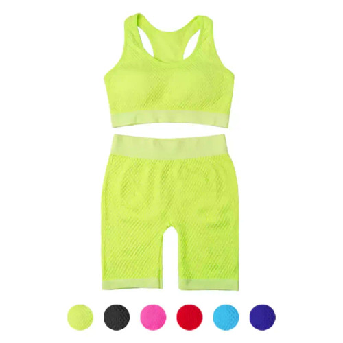 ست ورزشی زنانه نیم تنه و شورتک فانریپ کبریتی کاپ متحرک فری سایز