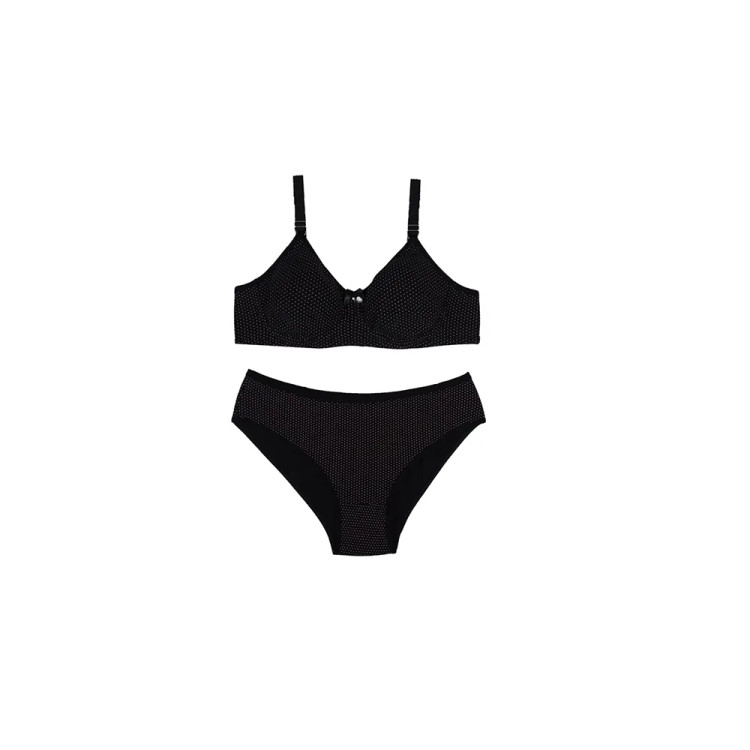 ست سوتین و شورت نخی فنردار طرح خالدار زنانه