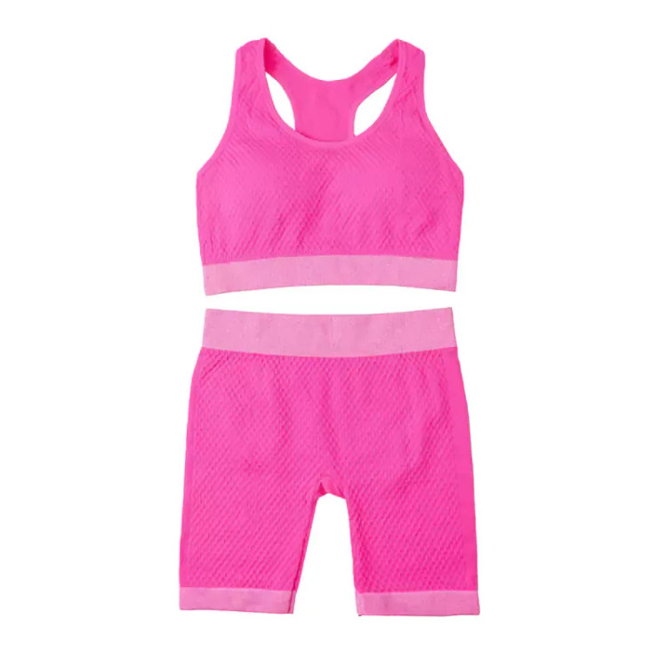 ست ورزشی زنانه نیم تنه و شورتک فانریپ کبریتی کاپ متحرک فری سایز