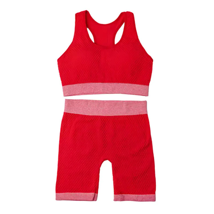 ست ورزشی زنانه نیم تنه و شورتک فانریپ کبریتی کاپ متحرک فری سایز