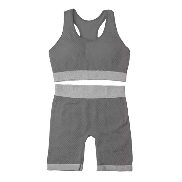 ست ورزشی زنانه نیم تنه و شورتک فانریپ کبریتی کاپ متحرک فری سایز