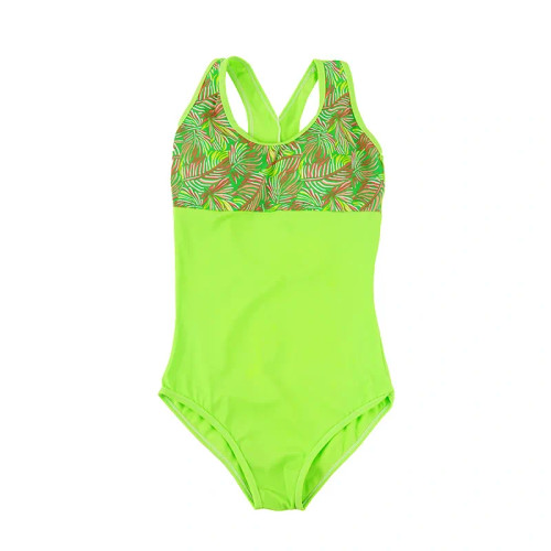 مایو دخترانه طرح برگ سبز لیمویی فری سایز