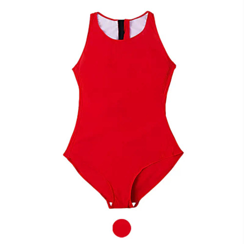 مایو زنانه یک تکه قرمز مدل اسلیپ جنس استرج سایزبزرگ