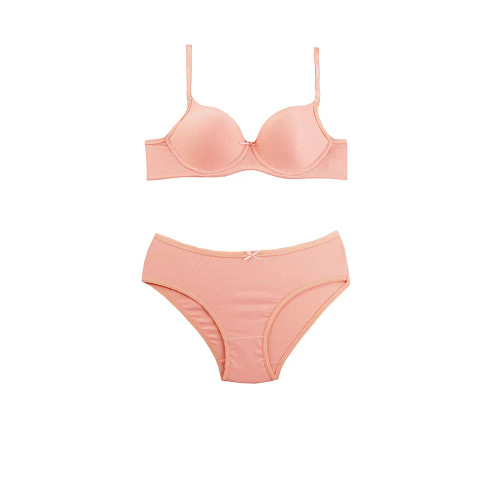 ست لباس زیر زنانه نخی فنردار مدل اسلیپ | نیم تنه و شورت دخترانه