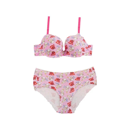 ست سوتین و شورت فانتزی دخترانه طرح کیک لیزری اسفنجی فنردار