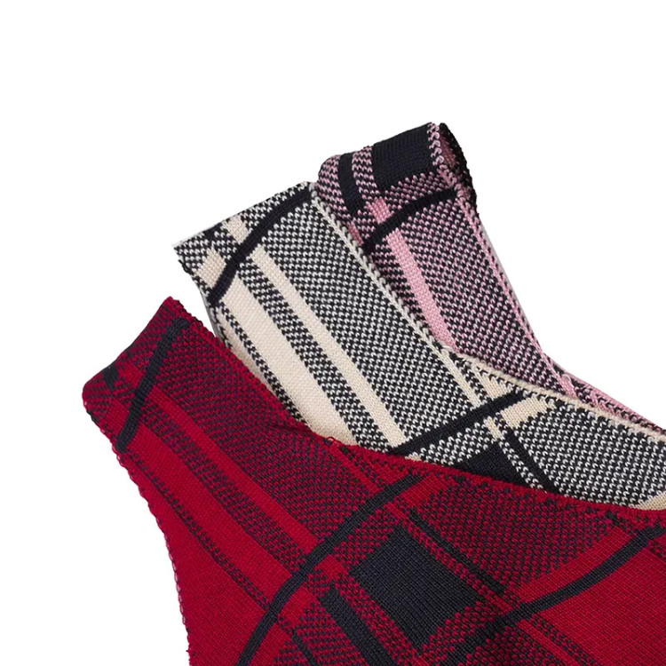 تاپ بافت طرح چهارخانه زنانه فری سایز مدل شانه ای