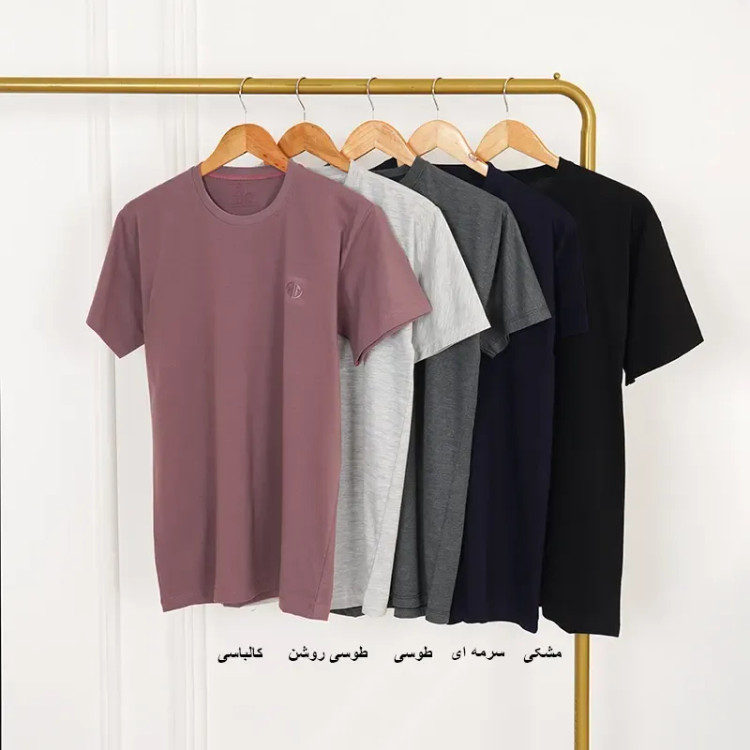 تیشرت یقه گرد نخی مردانه در رنگبندی متنوع و سایزبندی کامل