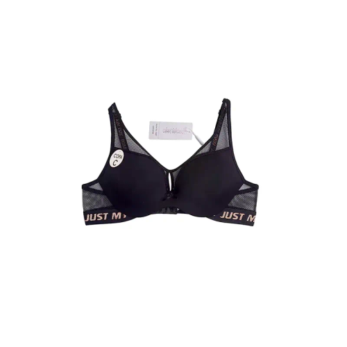 سوتین زنانه کاپ C فنردار اسفنجی نیم جک طرح دار تور میکروفایبر