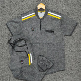 ست نیم زیپ مردانه شلوار گت دار و جیب زیپ دار ورزشی اسپرت