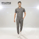 ست نیم زیپ مردانه شلوار گت دار و جیب زیپ دار ورزشی اسپرت