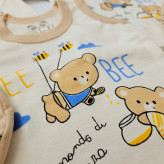 ست لباس نوزادی پسرانه و دخترانه طرح خرس و زنبور | لباس راحتی پنبه ای | مناسب 0 تا 9 ماه