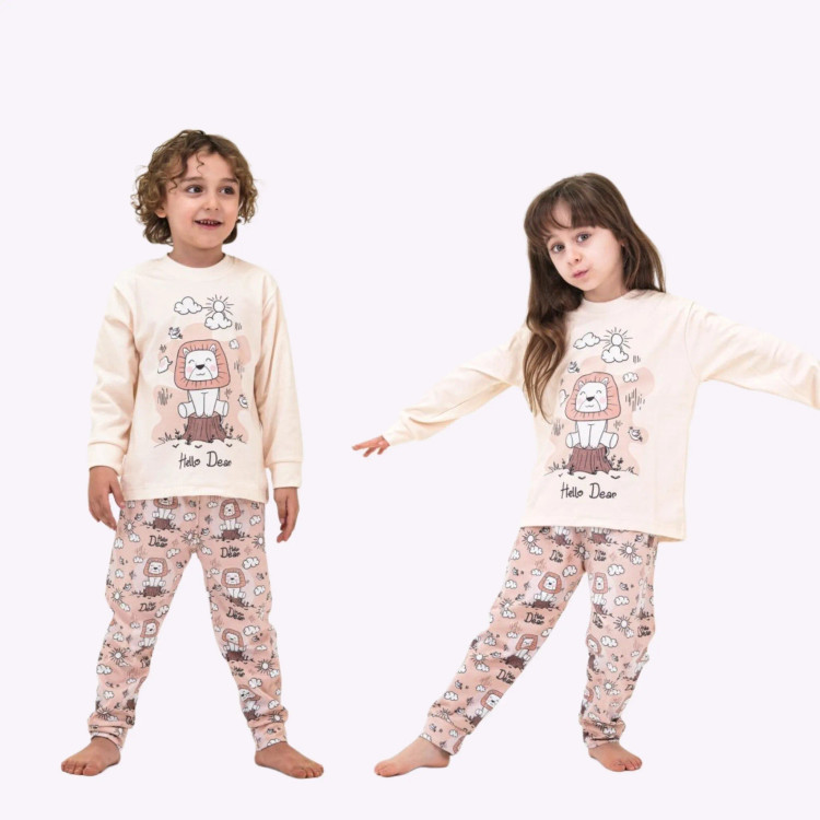ست راحتی پسرانه و دخترانه طرح شیر و ابر | لباس خواب کودک پنبه ای