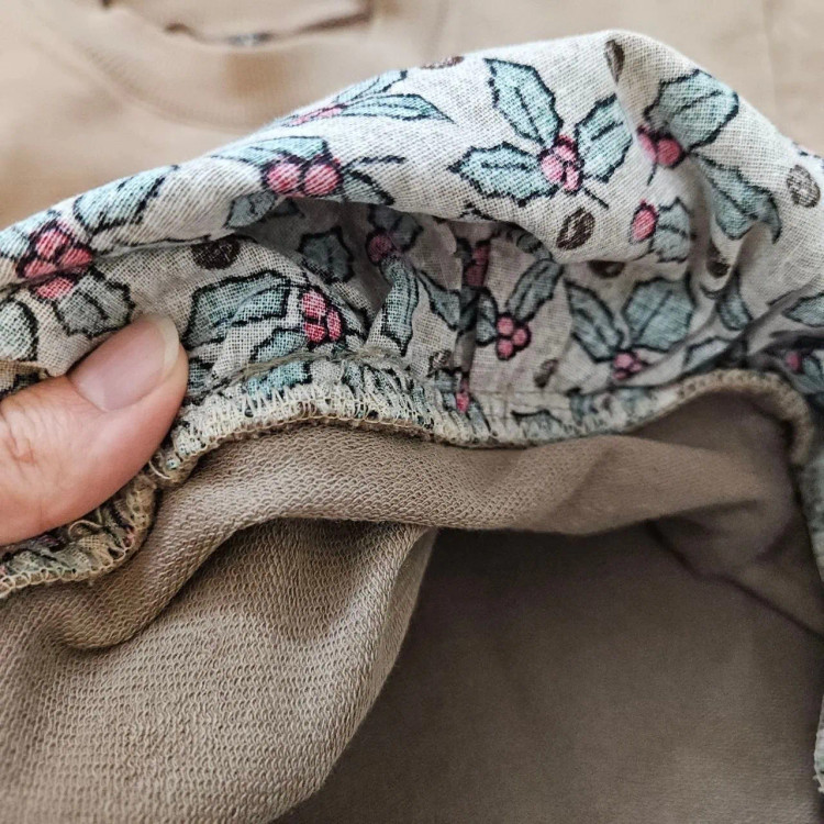 پیراهن دخترانه لش دورس و لینن با پاپیون طرح دار | مناسب 40 تا 55