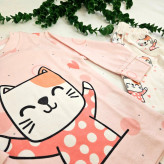 لباس راحتی طرح گربه دخترانه | ست بلوز و شلوار بچگانه پنبه ای نرم و با کیفیت