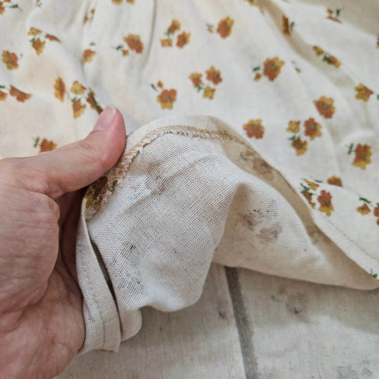 پیراهن دخترانه لینن پاییزه گلدار یقه کبریتی آستین پرنسسی مناسب 2 تا 9 سال