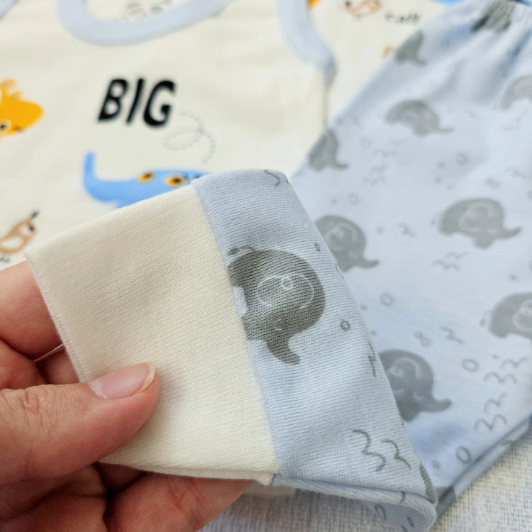 لباس نوزاد پسرانه و دخترانه طرح فیل و زرافه - ست 4 تکه پنبه ای - مناسب 0 تا 9 ماه