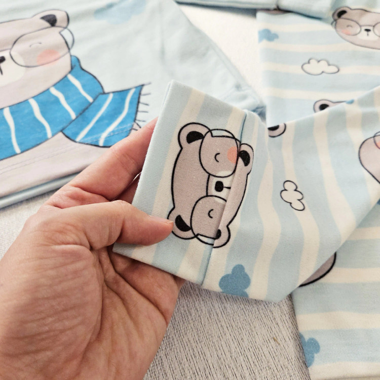 ست بلوز و شلوار راحتی بچگانه طرح خرس عینکی | لباس راحتی کودک پنبه ای