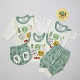 لباس نوزادی طرح خرس نخ پنبه لطیف دکمه دار مناسب 0 تا 9 ماه