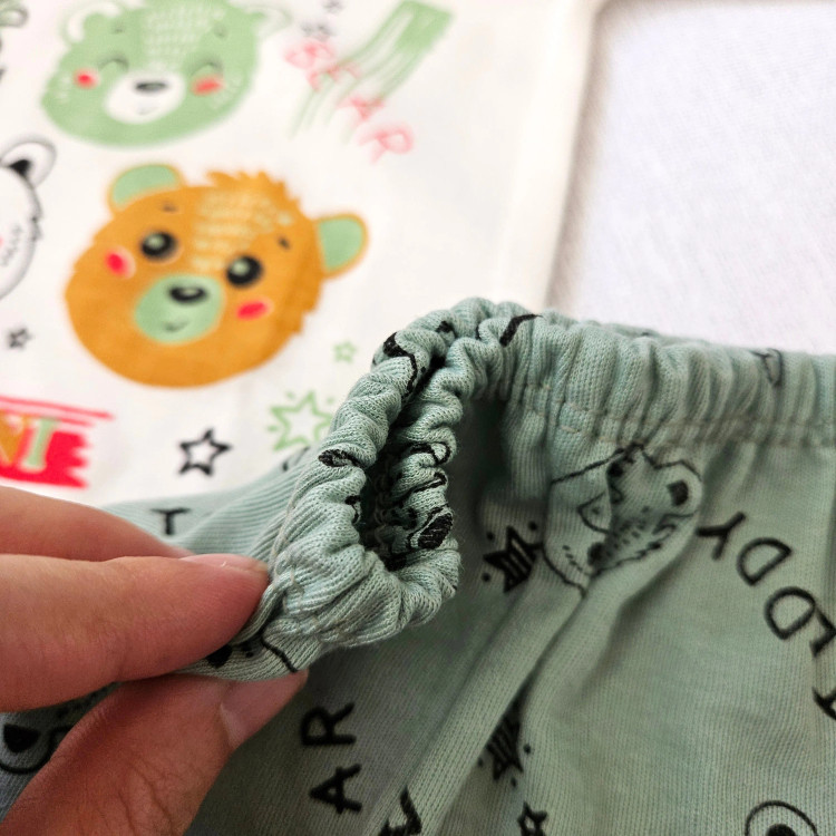 لباس نوزادی طرح خرس نخ پنبه لطیف دکمه دار مناسب 0 تا 9 ماه