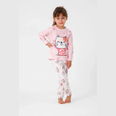 لباس راحتی طرح گربه دخترانه | ست بلوز و شلوار بچگانه پنبه ای نرم و با کیفیت