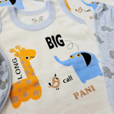 لباس نوزاد پسرانه و دخترانه طرح فیل و زرافه - ست 4 تکه پنبه ای - مناسب 0 تا 9 ماه