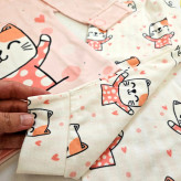 لباس راحتی طرح گربه دخترانه | ست بلوز و شلوار بچگانه پنبه ای نرم و با کیفیت