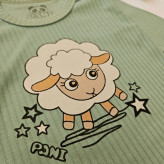 ست لباس راحتی نوزاد طرح گوسفند کبریتی پنبه ای نرم و کشی مناسب 0 تا 24 ماه