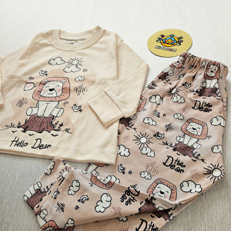 ست راحتی پسرانه و دخترانه طرح شیر و ابر | لباس خواب کودک پنبه ای