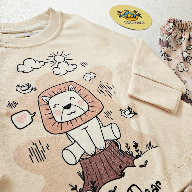 ست راحتی پسرانه و دخترانه طرح شیر و ابر | لباس خواب کودک پنبه ای