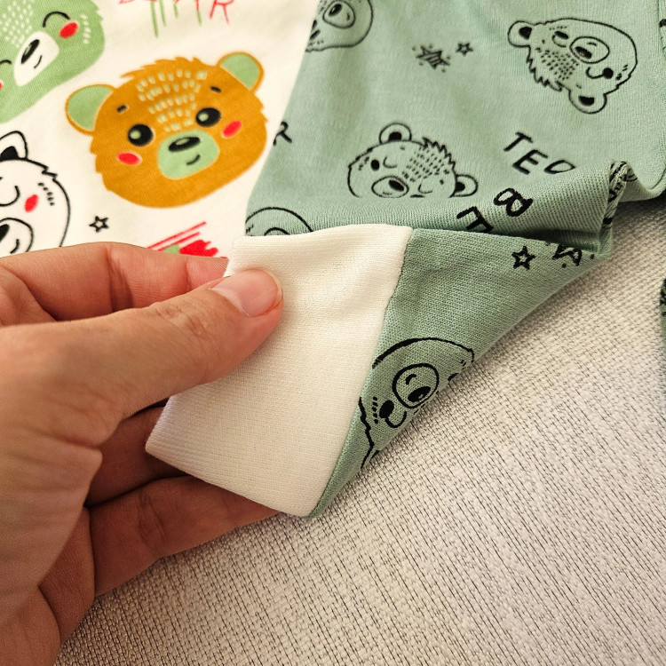 لباس نوزادی طرح خرس نخ پنبه لطیف دکمه دار مناسب 0 تا 9 ماه