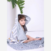 پتو نوزادی دورو موسلین ترک و مخمل حبابی | ابعاد 90*100 | طرح حیوانات بامزه