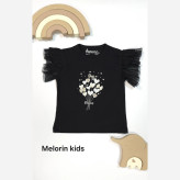 تیشرت دخترانه طرح قلب و گل با آستین توری | مناسب 6 ماه تا 2 سال